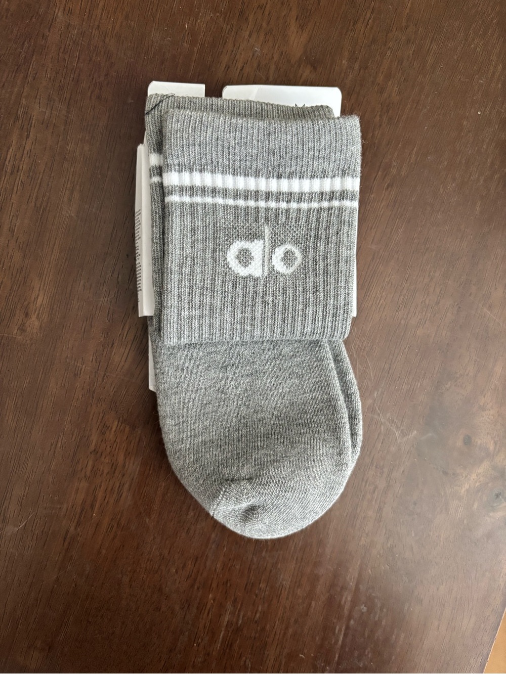 BNWT ALO Men's Grey Athletic Socks with White Stripe -